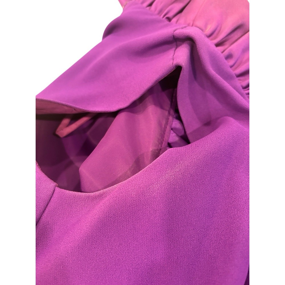 Vtg 70s Purple Ruffle Maxi Dress High Slit Hot Shorts Disco Formal 30" W Event - Picture 7 of 10